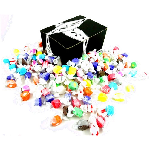 Black Tie Mercantile Sweet's Assorted Salt Water Taffy, 2 lb Bag in a BlackTie Box