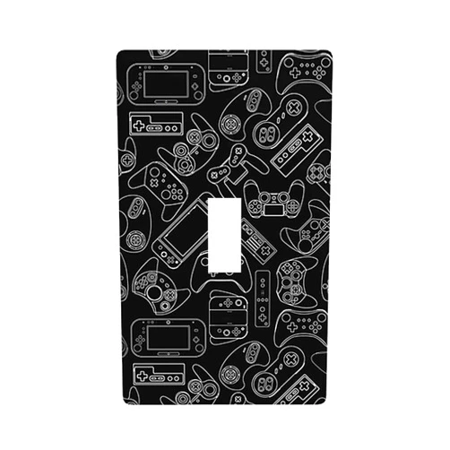 Moslion Video Game Controller Single Toggle Wall Plate Covers Play Game Device Black 1-Gang Light Switch Outlet Cover Plug Decor Home Office Living Room