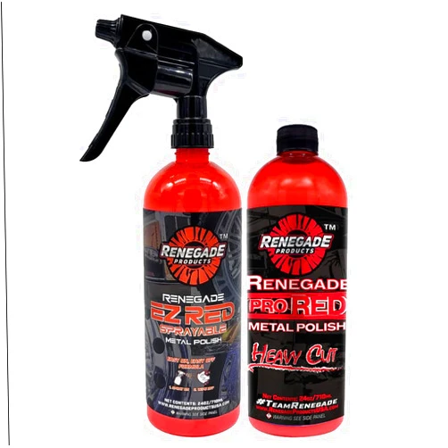 Renegade Products Renegade Metal Maintenance Bundle – Pro Red Liquid Metal Polish & EZ Red Sprayable Polish – 2-Step Aluminum & Stainless Steel Kit (2 x 24oz)