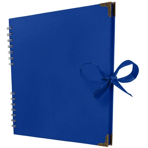 Bstorify 10 x 10 Inches Scrapbook Album 70 Pages Blue Thick Kraft Paper Corner Protectors, Ribbon Closure - Ideal for Your Scrapbooking, Art & Craft Projects (Blue, 10 x 10 Inch)