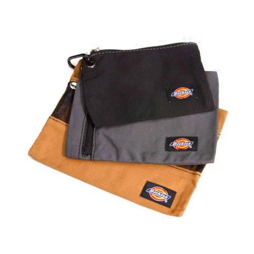 Dickies Set of 3 Small Canvas Utility Pouches, Zippered, for Organizing Small Tools and Fasteners, Grey/Tan/Black