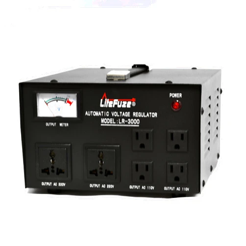 LiteFuze LR-3000 3000 Watt Voltage Regulator with Transformer Step Up/Down 110V/220V - IEC Detachable Cord - Circuit Breaker (LR-3000(DC))