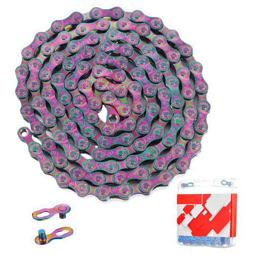 HISUEKIG 6 7 8 Speed Bicycle Chain, Bike Chain,Carbon Steel, 116 Links, Colorful Mountain Bike Chain Compatible with 3 Major Shifting Systems for Road Mountain Racing Cycling