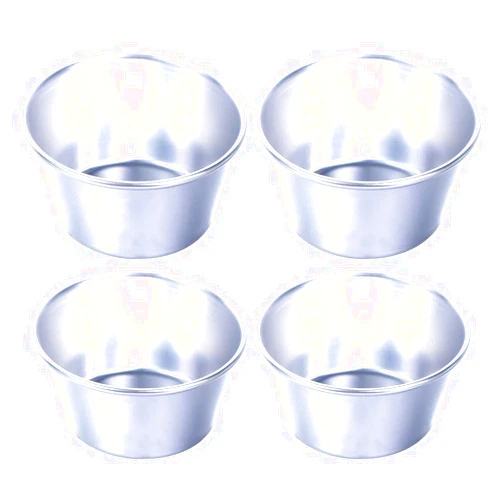 Kopida 4 Pieces Egg Tart Molds, Aluminum Alloy Pudding Mould Round Individual Mold, Durable Muffin Cup Egg Tart Mold Baking Tool for Cupcake Cake Cookie