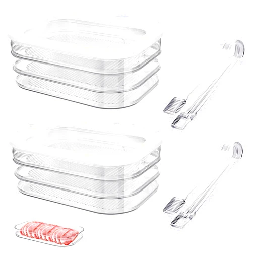 BangBoom 2 Pack 3-Layer Deli Meat Container for Fridge and Tong, Stackable Bacon Storage Containers for Fridge with Lid Food Box for Cold Cuts Lunch Meat Cheese Meal Prep, 550 ML/18.6 OZ