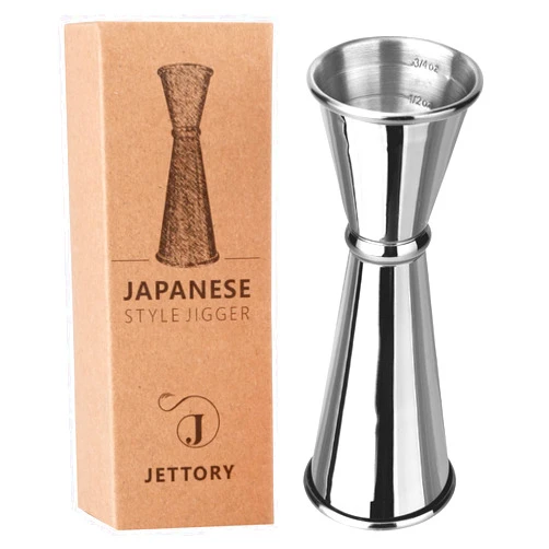 Jettory Jigger - Japanese Jigger 2oz 1oz with Measurements Inside - Cocktail Jigger - 304 Food Grade Stainless Steel Jigger for Bartending - Bar Measuring Jigger