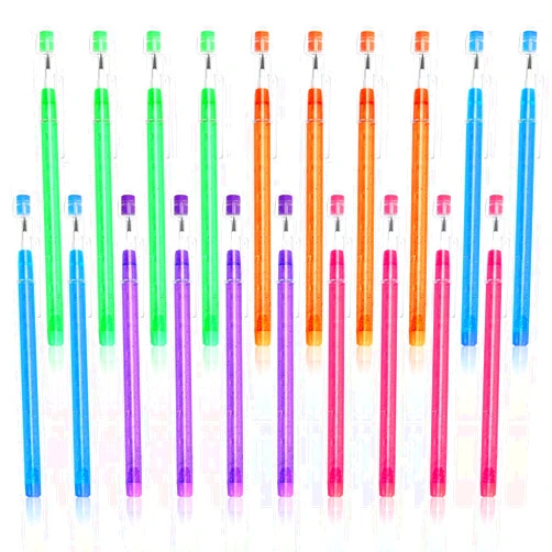 Outus 30 Pieces Stackable Pencils for Kids Stacking Point Pencils Non Sharpening Pencils HB Translucent Pencil with Matching Eraser for Taking Notes, Writing, Drawing, 5 Colors