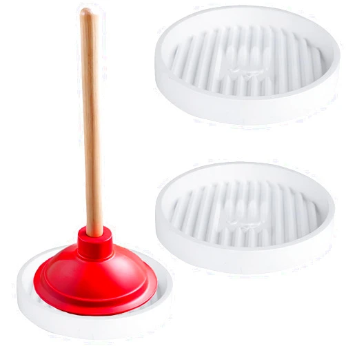 Heyxinda Toilet Plunger Drip Tray, Plastic Air Drying Plunger Mat, Wicking & Quick Drying Plunger Holder Caddy Sheet, Toilet Plunger Holder Only (White)