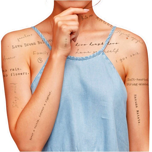 EVERJOY Realistic Temporary Tattoos - Inspirational Quotes Positive Words Tattoo Stickers for Adult, Women and Men, 37 Designs 90+ Patterns 20 Pcs (Words-II)