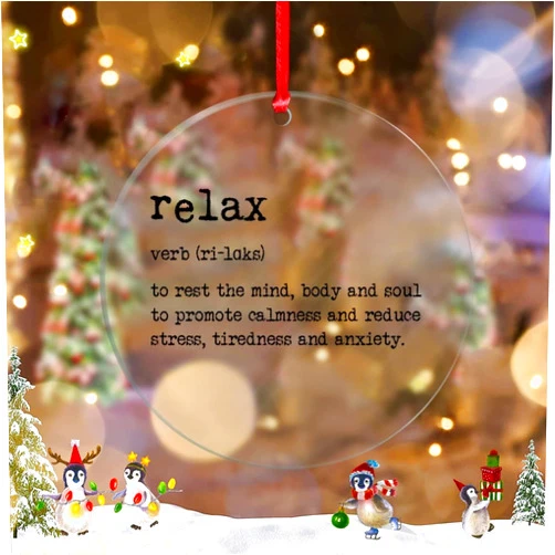 DOREENABE Relax Definition Typography Christmas Tree Ornaments Relax Definitions Personalized Christmas Ornaments 2023 Clear Acrylic Hanging Ornaments Holiday Christmas Keepsake New Year Gifts