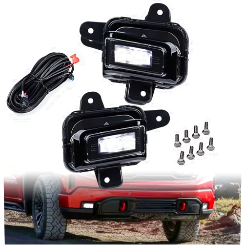 Astra Depot Left Right LED Fog Light Assembly Compatible for 2022-2024 GMC Sierra 1500 AT4 Denali Elevation SLT SLE w/Wire Harness Lamp Cover Bezels GM2593338 GM2592338 GM1039290 GM1038290