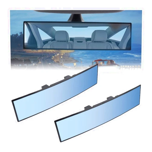 BELOMI 2 Pcs Rear View Mirror, Clip-on Wide Angle Panoramic Rearview Mirror to Eliminate Blind Spots, Interior Anti Glare HD Auto Rearview Mirror for Marine, Boat, Truck, SUV, Van (Blue)