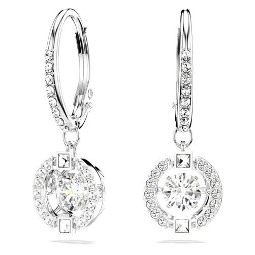 Swarovski Sparkling Dance Necklace and Earrings Jewelry Collection, Rhodium Finish, Blue Crystals, Clear Crystals