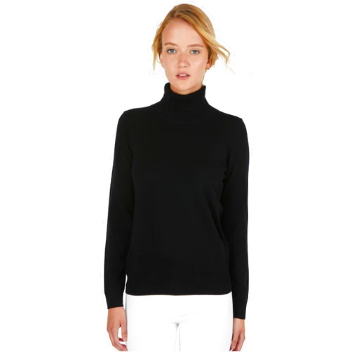 JENNIE LIU Women's 100% Pure Cashmere Long Sleeve Pullover Turtleneck Sweater