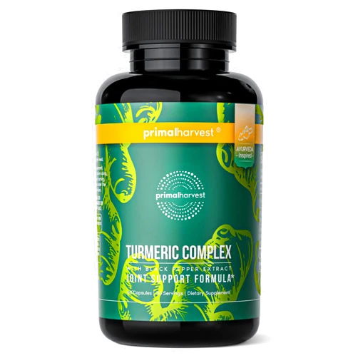 Primal Harvest 1 Pack, Primal Turmeric Complex w/Black Pepper Extract, Joint and Mobility Support Turmeric Supplement for Women & Men, 60 Capsules