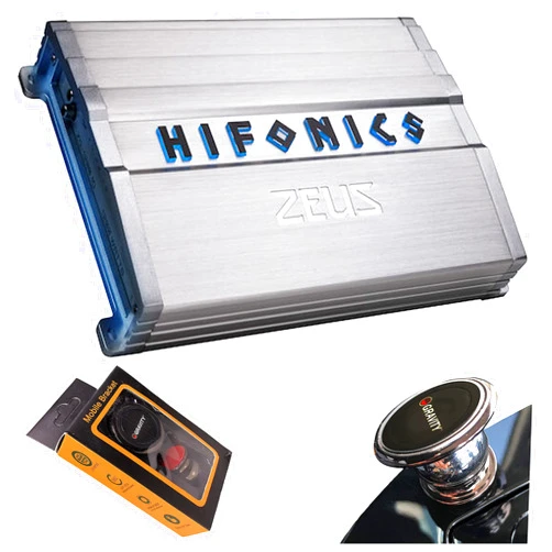 Hifonics ZG-1200.1D Zeus Gamma 1 Channel Super D Class 1200 Watt Car Audio Sound System Subwoofer Speaker Amp Amplifier with Gravity Magnet Phone Holder Bundle