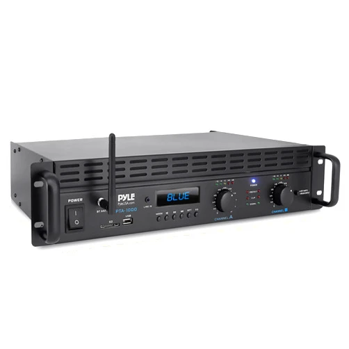 PyleUsa 2-Channel Bluetooth Power Amplifier - 2000W Bridgeable Rack Mount Pro Audio Sound Wireless Home Stereo Receiver w/TRS XLR Input,LCD, Bridge Mode, Cooling Fan - Entertainment Speaker System