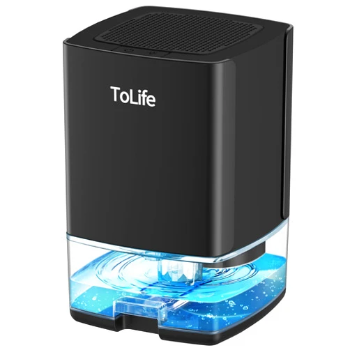 ToLife Dehumidifiers for Home 30 OZ Water Tank with Auto-Off, Portable Small Dehumidifier for Room, Bathroom, Bedroom, RV, Closet 500 sq.ft, 7 Colors LED Light, Black