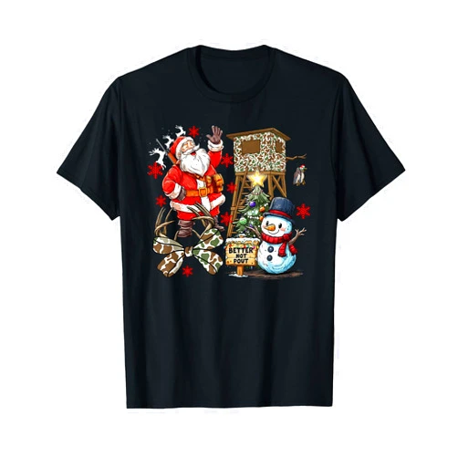 Funny Camo Santa Christmas Hunting Tee Camo Santa Christmas Deer Duck Hunting Xmas Hunter Gift T-Shirt