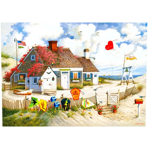 Buffalo Games - Charles Wysocki - Root Beer Break at the Butterfields - 300 Large Piece Jigsaw Puzzle , Brown