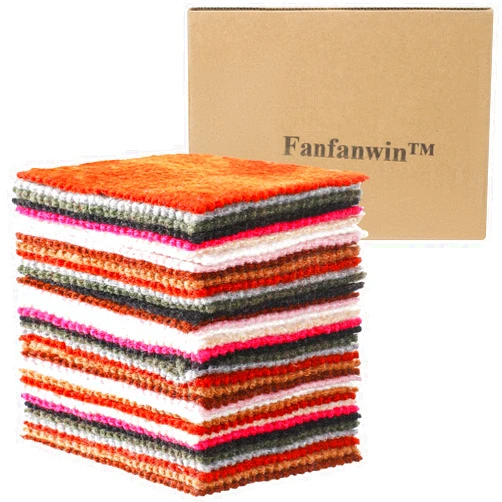 Fanfanwin 55 Pcs 100% Wool Scraps 4 x 5 Inch Multi Color Wool Fabric Felt Texture Wool Remnants Squares for Felting, Applique and Other DIY Craft
