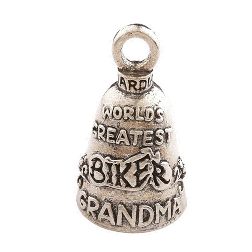 Guardian® Bell Guardian Bell Worlds Greatest Biker Grandma Good Luck Bell w/Keyring & Black Velvet Gift Bag | Motorcycle Bell | Lead-Free Pewter | Good Luck Gift to Friends & Family | Bike Bell | Made in USA