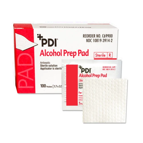 PDI Alcohol Prep Pads - Sterile Antiseptic - Individually Wrapped Prep Pad for Injections, 70% Isopropyl Alcohol - Large Prep Pad, 1.7 in. x 3.5 in., 100 Count, 10 Packs, 1000 Total