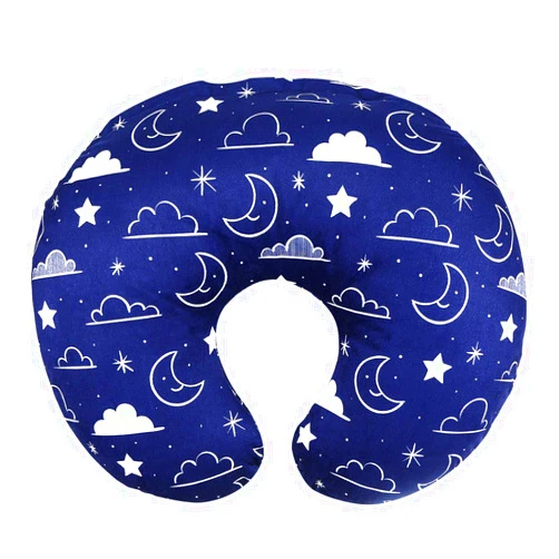 IBraFashion Nursing Pillow Cover Fits for Boppy Nursing Pillow Original, Nursing Slipcovers for Breastfeeding Mom Breathable & Skin-Friendly, Navy Blue Stars and Clouds Nursing Covers