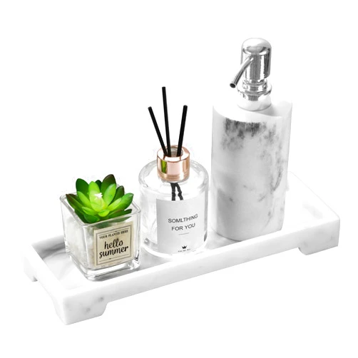 Luxspire Bathroom Tray for Counter, Bathroom Vanity Tray, Resin Marble Tray, 11