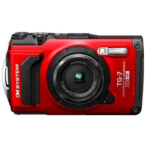 OM SYSTEM Tough TG-7 Red Underwater Camera, Waterproof, Freeze Proof, High Resolution Bright, 4K Video 44x Macro Shooting (Successor Olympus TG-6)