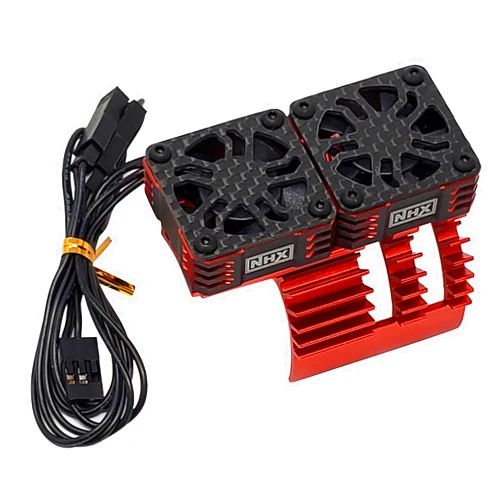 NHX RC 1/8 Twin Cyclone Alum HV Cooling Fans w/Cover 28000RPM Motor Heatsink Red