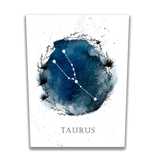 WESTBROOK DESIGN STUDIO Taurus Zodiac Constellation Wall Art Print - 11x14 UNFRAMED Astrological Star Sign in Shades of Indigo, Navy Blue. Makes a Great Gift for April-May Birthdays.