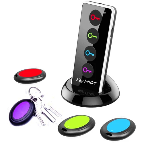 Reyke Key Finder, 80dB+ RF Item Locator Tags with 131ft. Working Range, Wireless Remote Finder Key Finder Locator for Finding Wallet Key Phone Glasses Pet Tracker, 1 RF Transmitter & 4 Receivers