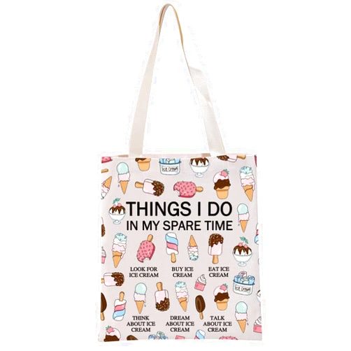 G2TUP Ice Cream Lover Gift My Spare Time Ice Cream Tote Bag Ice Cream Handbag Foodie Gift Funny Dessert Lover Gift