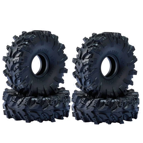DJCRAWLER Super Soft 1.0 Mud Tires, Large 74*27mm Tire for TRX4M F-150 1/18 1/24 Axial SCX24 AX24 FMS FCX24 Ultimate 4x4 4WS Mini RC Crawler XC-1 RTR, Muddy Swamp Tyres, Come with Double Layer Sponges