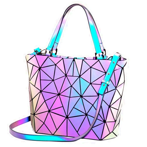 LOVEVOOK Geometric Luminous Purses and Handbags for Women Holographic Reflective Crossbody Bag Wallet