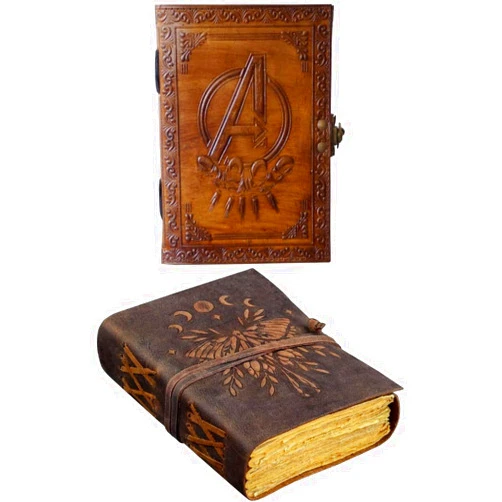 SH SHIFAA HANDICRAFT Avenger Leather Journal With Luna Moth Leather Journal