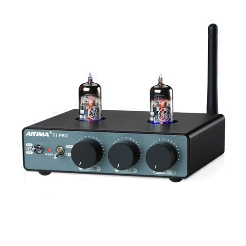 AIYIMA T1 PRO Tube Preamp Vacuum Pre-amp Receiver Home Audio Preamplifier with RCA/Bluetooth Input Bass Treble Controls for HiFi Stereo Amplifier/Powered Speakers,with AUX/12V Trigger Signal Output