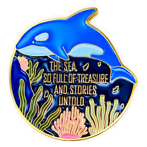 Leraverppy Enamel Pin,The Sea So Full of Treasure And Stories Untold Lapel Pin,Blue Whale In The Ocean Scene Badge,Gift For Students Teens Family,Denim Jacket,Canvas Bag,Backpack Accessory,DIY Decor