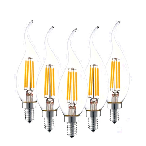 GSYFDZSWZX Fengyan Home Bulbs 5Pcs/10Pcs E14 220V LED Lamp C35 3.5W 2700K Dimmable LED Filament Candle Bulbs Flame Bent Tip 35W Incandescent Equivalent Household Lamp