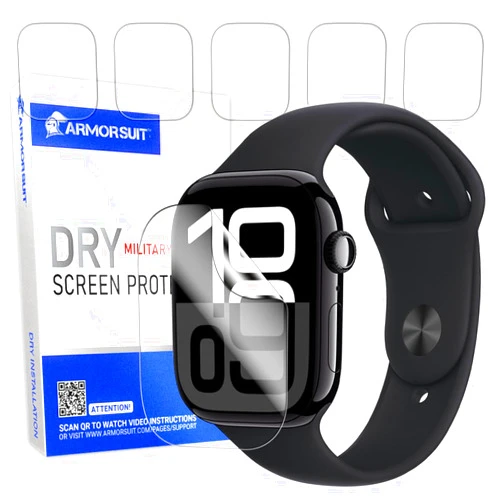 ArmorSuit 6 Pack Dry-Shield Screen Protector for Apple Watch Series 10 46mm Dry Installation Self-Repairing Flexible HD Clear TPU Film