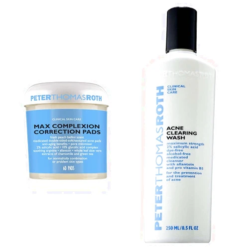 Peter Thomas Roth Max Complexion Correction Pads with Acne Clearing Wash, Maximum-Strength Salicylic Acid Face Wash, Clears Up and Helps Prevent Breakouts
