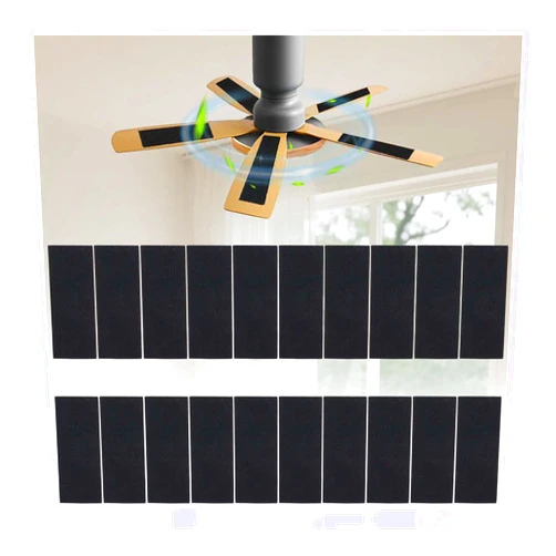 Zejoot 20 Pcs Ceiling Fan Filters for Blades, Fan Air Purifier Pads with Activated Coconut Shell Carbon, Universal Easy Stick Ceiling Fans Filter Fit for Common Household Office Contaminants