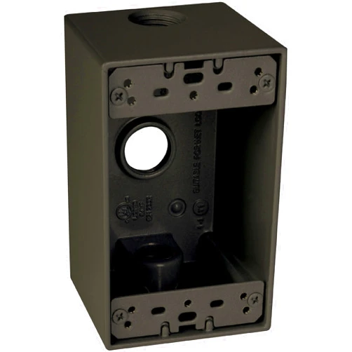 TayMac SD350Z Weatherproof Box, 1-Gang, (3) 1/2-Inch Outlets, Deep, Bronze