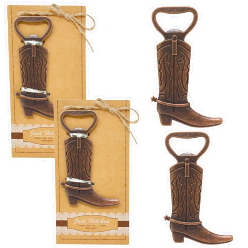 Honbay 4PCS Cowboy Boot Bottle Opener Alloy Novelty Creative Beer Wine Soda Beverage Bottle Opener Birthday Wedding Party Favors (Red Bronze)