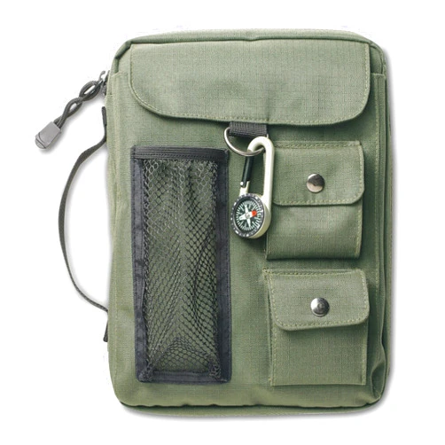 By Zondervan (Author) Compass Bible Cover, Zippered, with Handle, Nylon, Green, Large