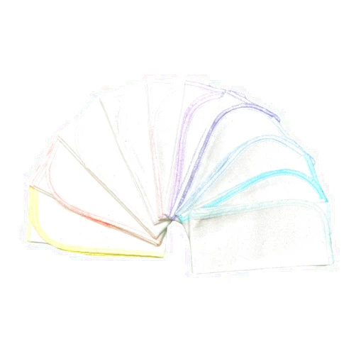 Gina's Soft Cloth Shop 11x12 1 Ply Certified Organic Cotton Flannel Set of 10 Paperless Towels Pastel Edges. Proudly Made in the USA!