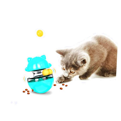 SUJAYU Cat Toy Funny Tumbler Interactive Ball, Treat Dispenser Automatic No-Electronic Move, More Exercise for Indoor Cats Kittens, Cat Self-Play IQ Traning Treat Toy Ball, Blue
