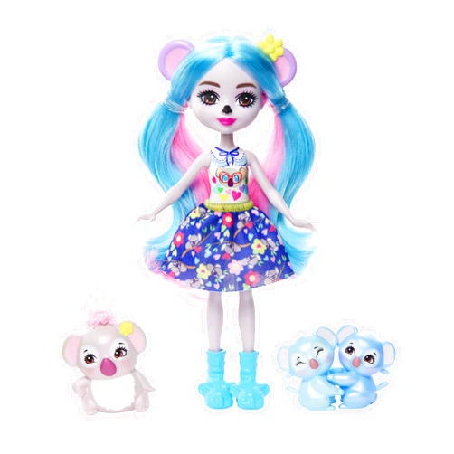 Enchantimals -Dolls, Glam Party Karalee Koala Doll, Animal Friend Bloke and 2 Buddy Figures, Small Doll with Removable Skirt and Accessories, Gift for Kids, HNT61
