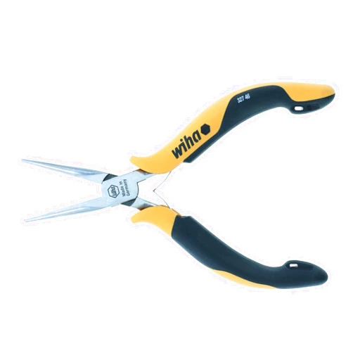 Wiha 32746 Pliers, Long Needle Nose, Straight, Serrated Jaws, ESD Safe